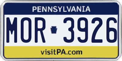 PA license plate MOR3926