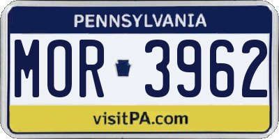 PA license plate MOR3962
