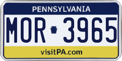 PA license plate MOR3965