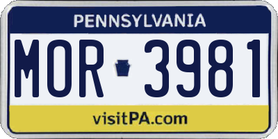 PA license plate MOR3981