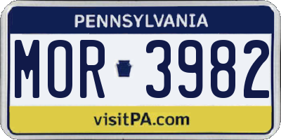 PA license plate MOR3982
