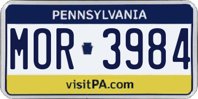 PA license plate MOR3984