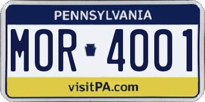 PA license plate MOR4001