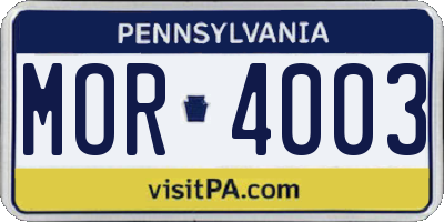 PA license plate MOR4003