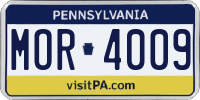 PA license plate MOR4009