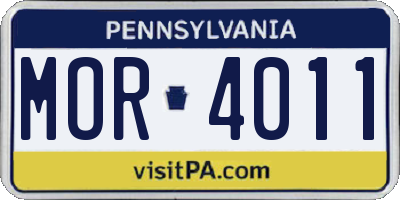 PA license plate MOR4011