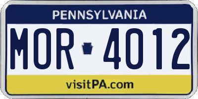 PA license plate MOR4012