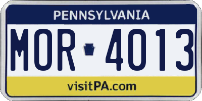 PA license plate MOR4013