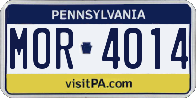 PA license plate MOR4014