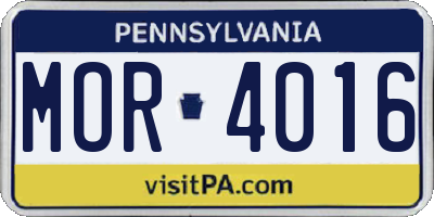PA license plate MOR4016