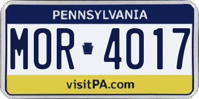 PA license plate MOR4017