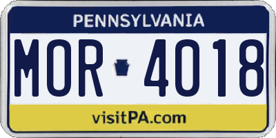 PA license plate MOR4018