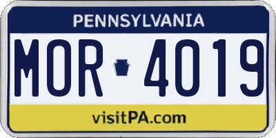 PA license plate MOR4019