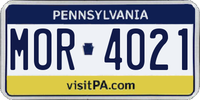 PA license plate MOR4021