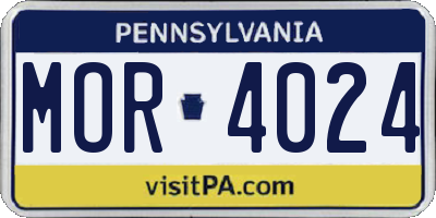 PA license plate MOR4024