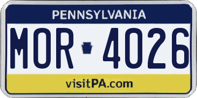 PA license plate MOR4026