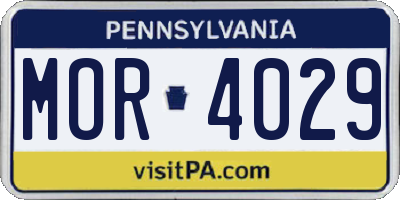 PA license plate MOR4029
