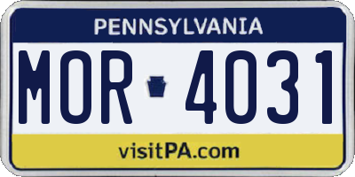 PA license plate MOR4031