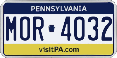 PA license plate MOR4032