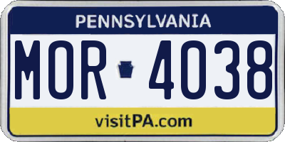 PA license plate MOR4038