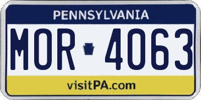 PA license plate MOR4063