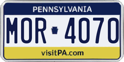 PA license plate MOR4070