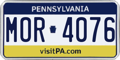 PA license plate MOR4076