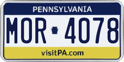 PA license plate MOR4078