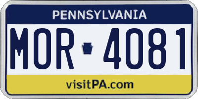 PA license plate MOR4081