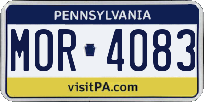 PA license plate MOR4083