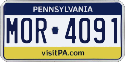 PA license plate MOR4091