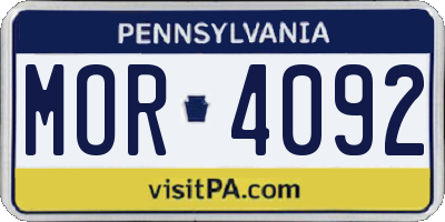 PA license plate MOR4092