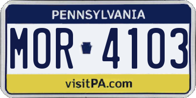 PA license plate MOR4103