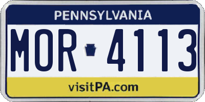 PA license plate MOR4113