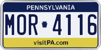PA license plate MOR4116