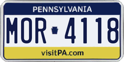 PA license plate MOR4118