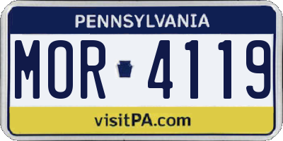 PA license plate MOR4119