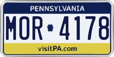 PA license plate MOR4178