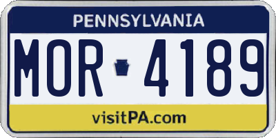 PA license plate MOR4189