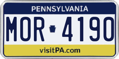 PA license plate MOR4190