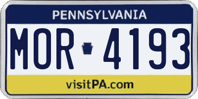 PA license plate MOR4193