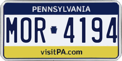 PA license plate MOR4194