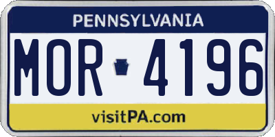 PA license plate MOR4196