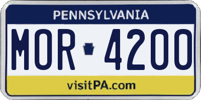 PA license plate MOR4200
