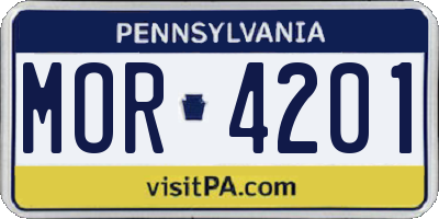 PA license plate MOR4201