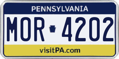 PA license plate MOR4202