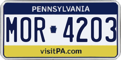 PA license plate MOR4203