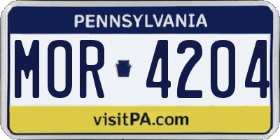 PA license plate MOR4204