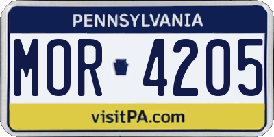 PA license plate MOR4205