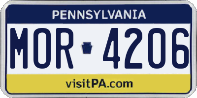PA license plate MOR4206
